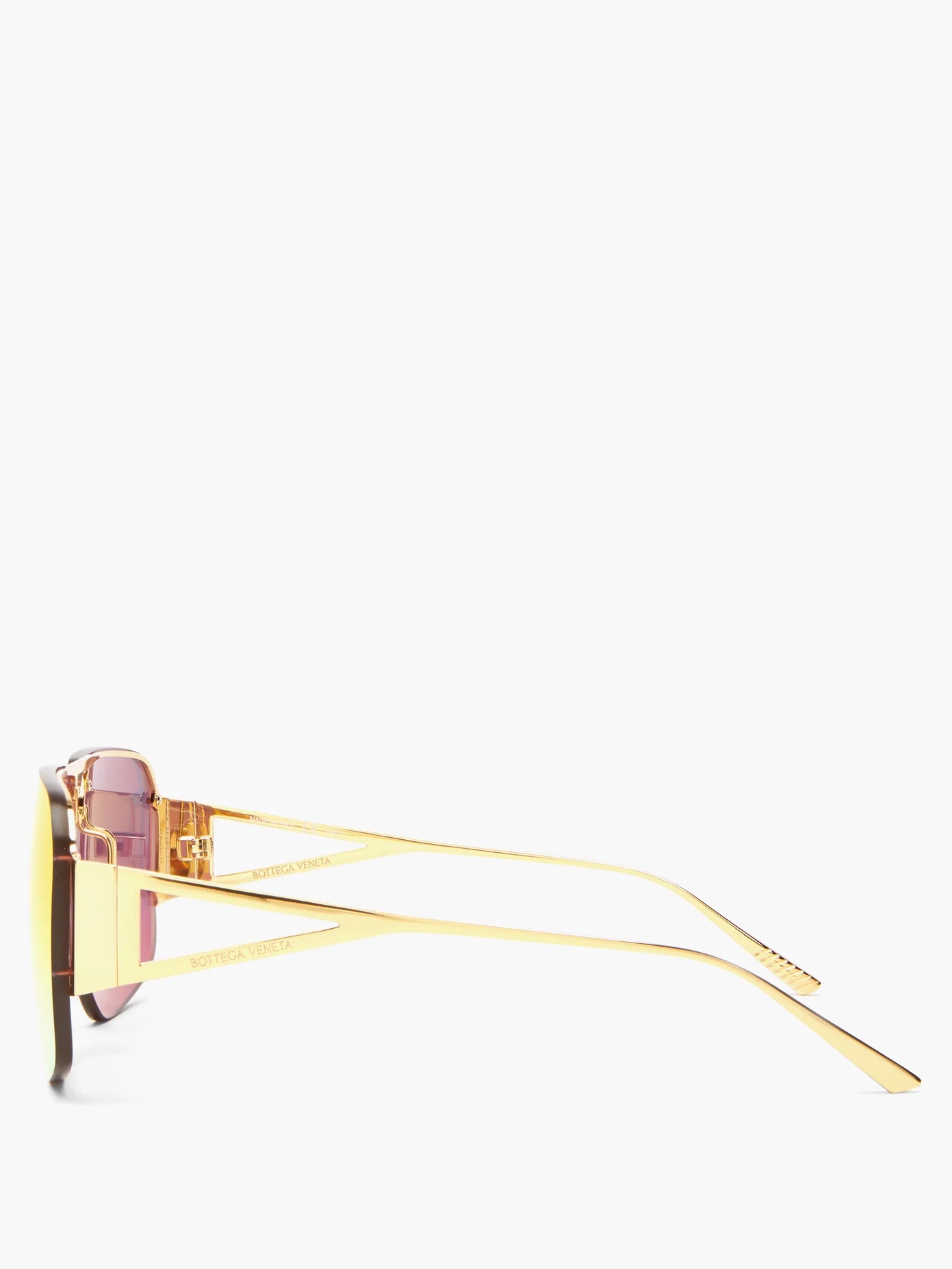 Mirrored triangle-temple aviator metal sunglasses - 3