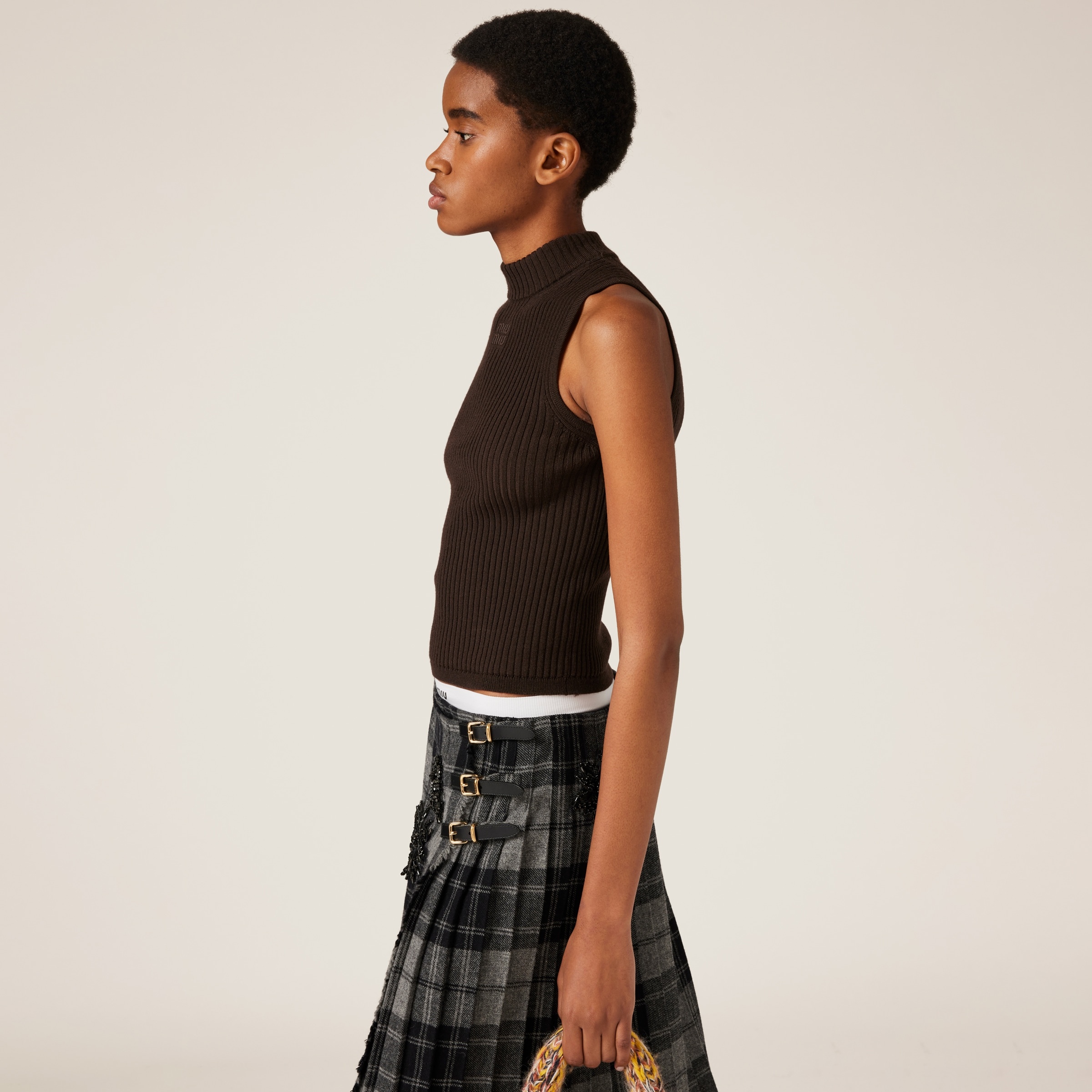 Ribbed knit wool turtleneck top - 5