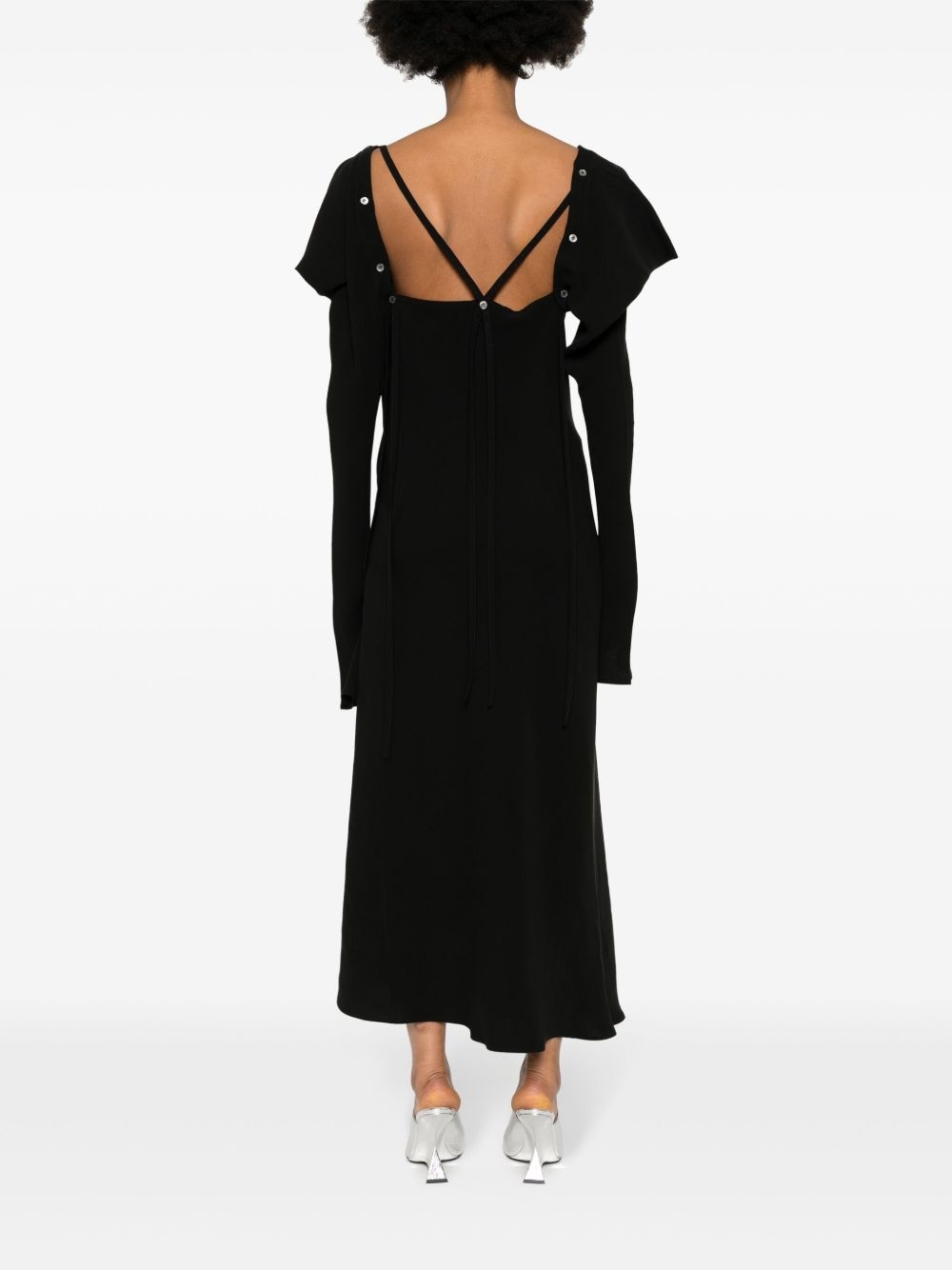 detachable-sleeves silk maxi dress - 4