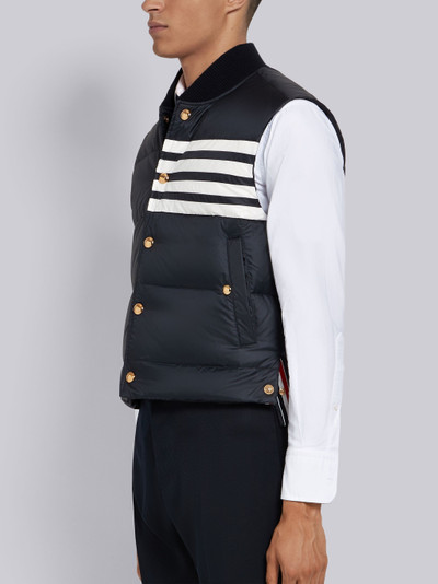 Thom Browne Navy Matte Nylon 4-Bar Down Vest outlook