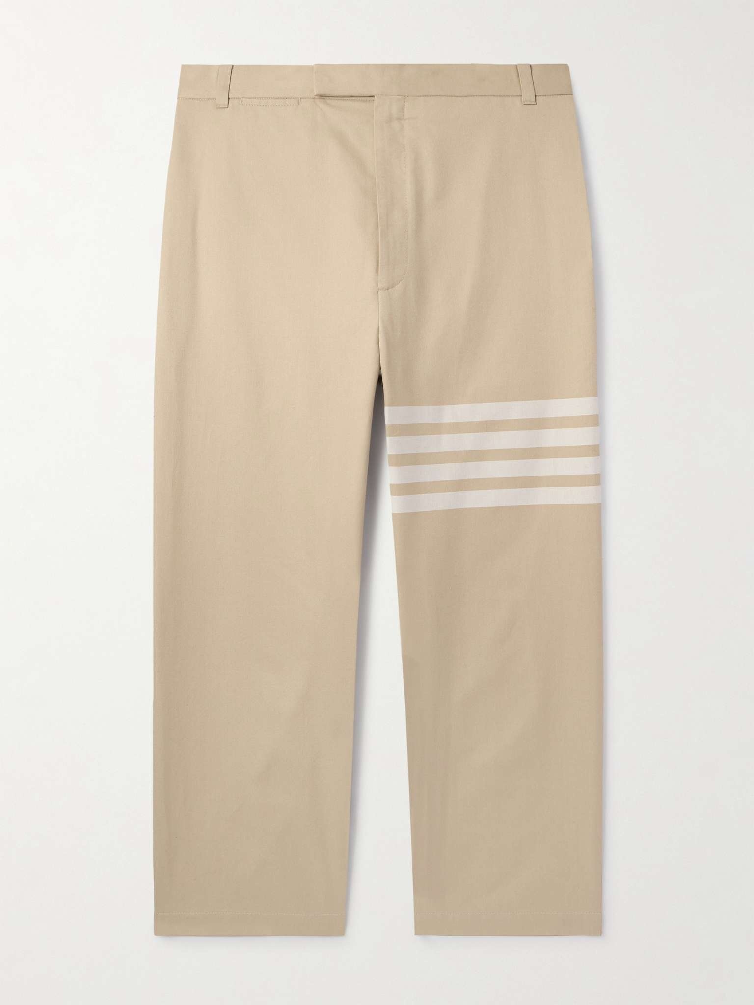 Straight-Leg Cropped Striped Cotton-Twill Trousers - 1