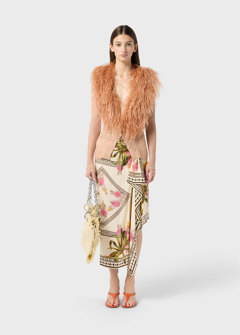 KNIT CARDIGAN WITH FEATHERED NECK 5