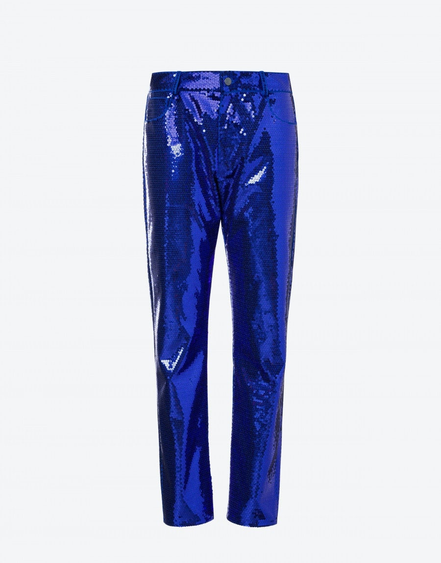 GABARDINE TROUSERS WITH SEQUINS - 1