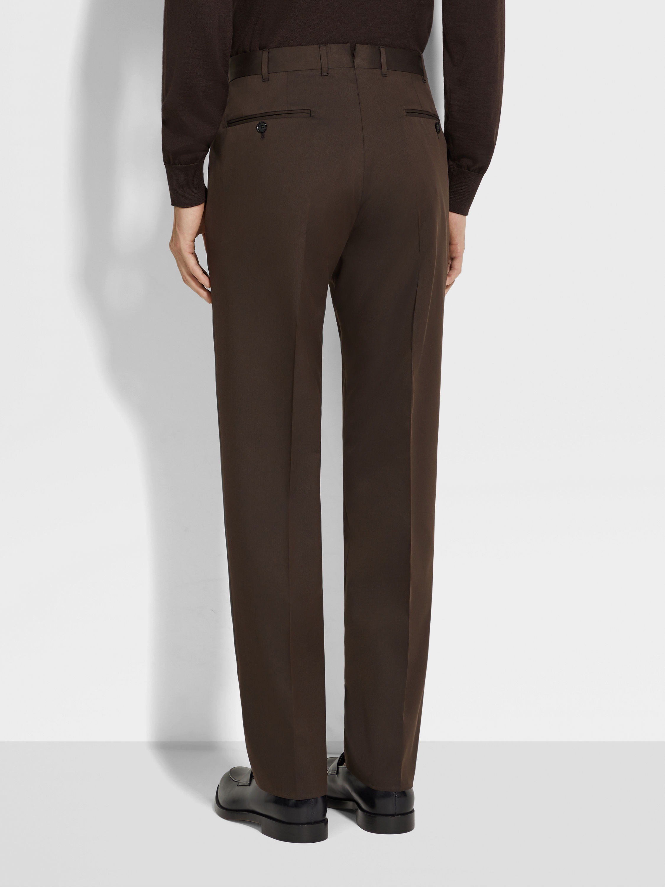 DARK BROWN CENTOVENTIMILA COTTON AND WOOL PANTS - 6