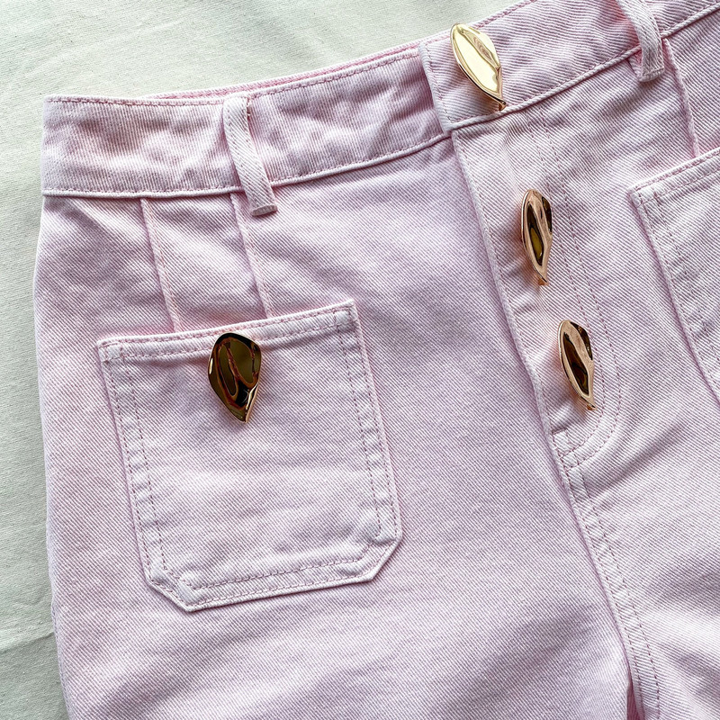 Light Pink Denim Straight Leg Jeans 28" 4