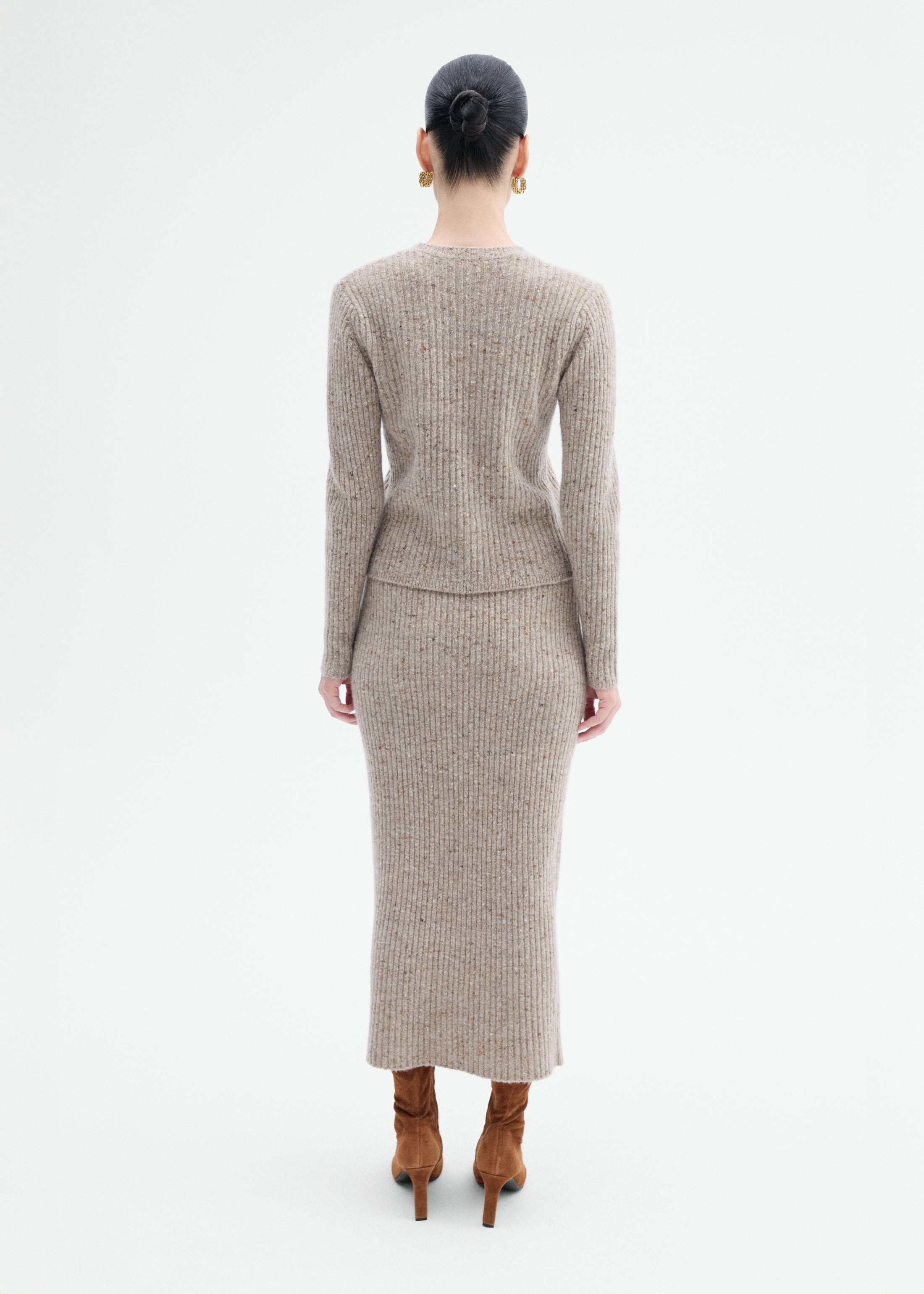 Midi Knit Skirt in Wool Cashmere - 4