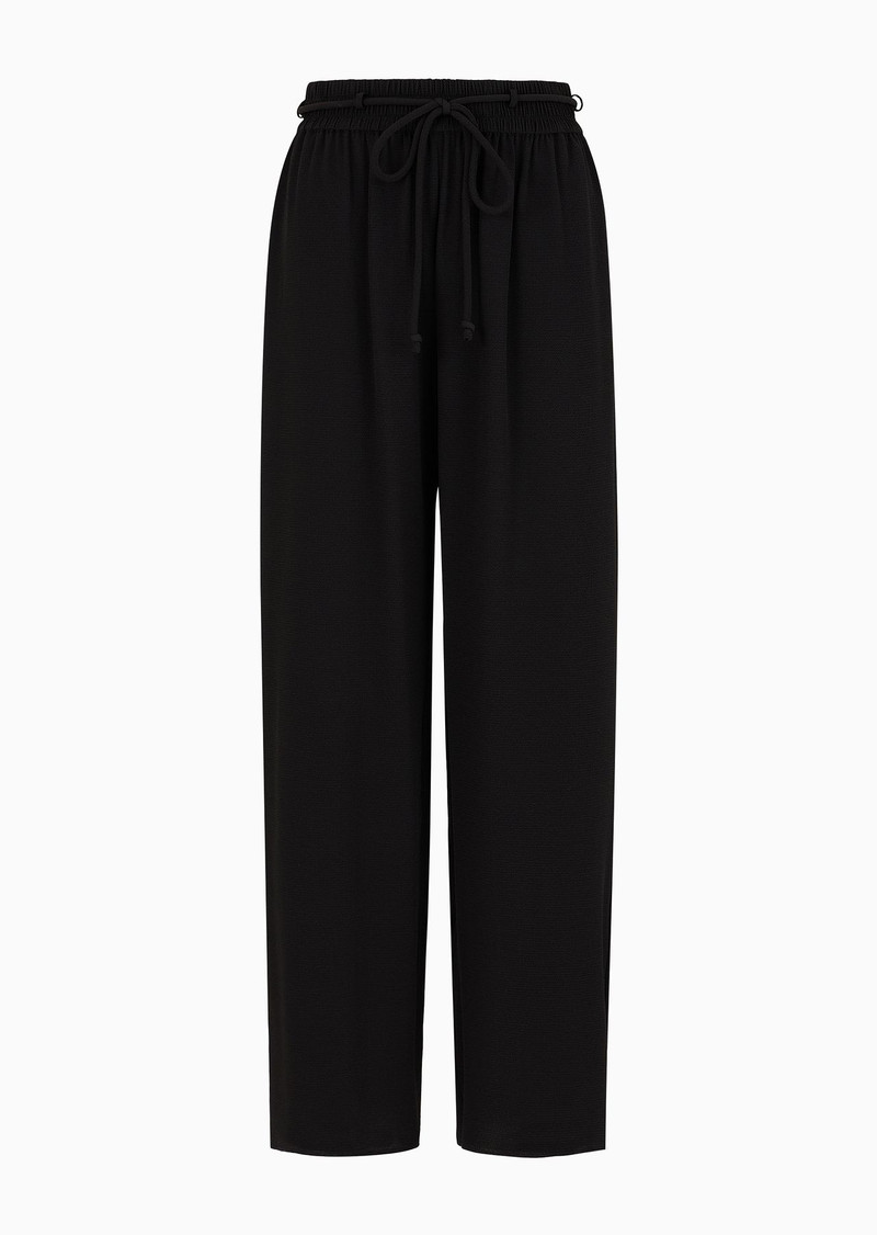 Elasticated-waist trousers with tubular armure-crêpe belt 1