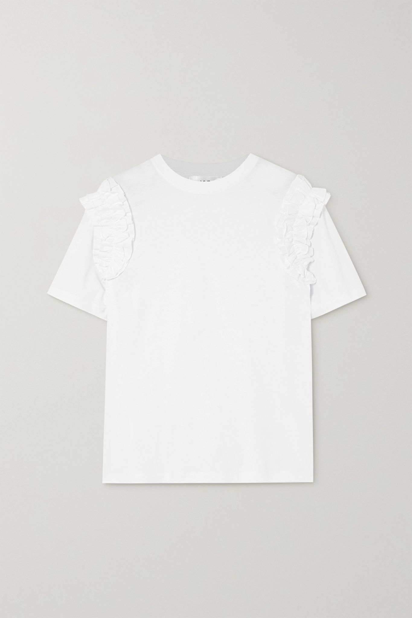 Ruffle-trimmed cotton-jersey T-shirt - 1