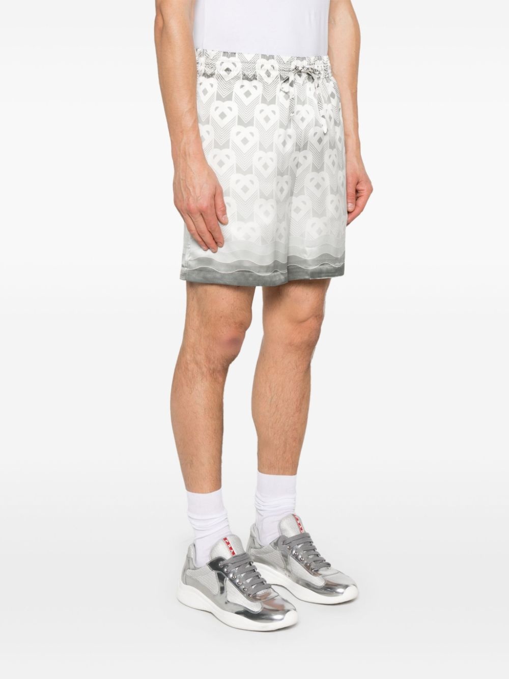 heart-monogram silk shorts - 3