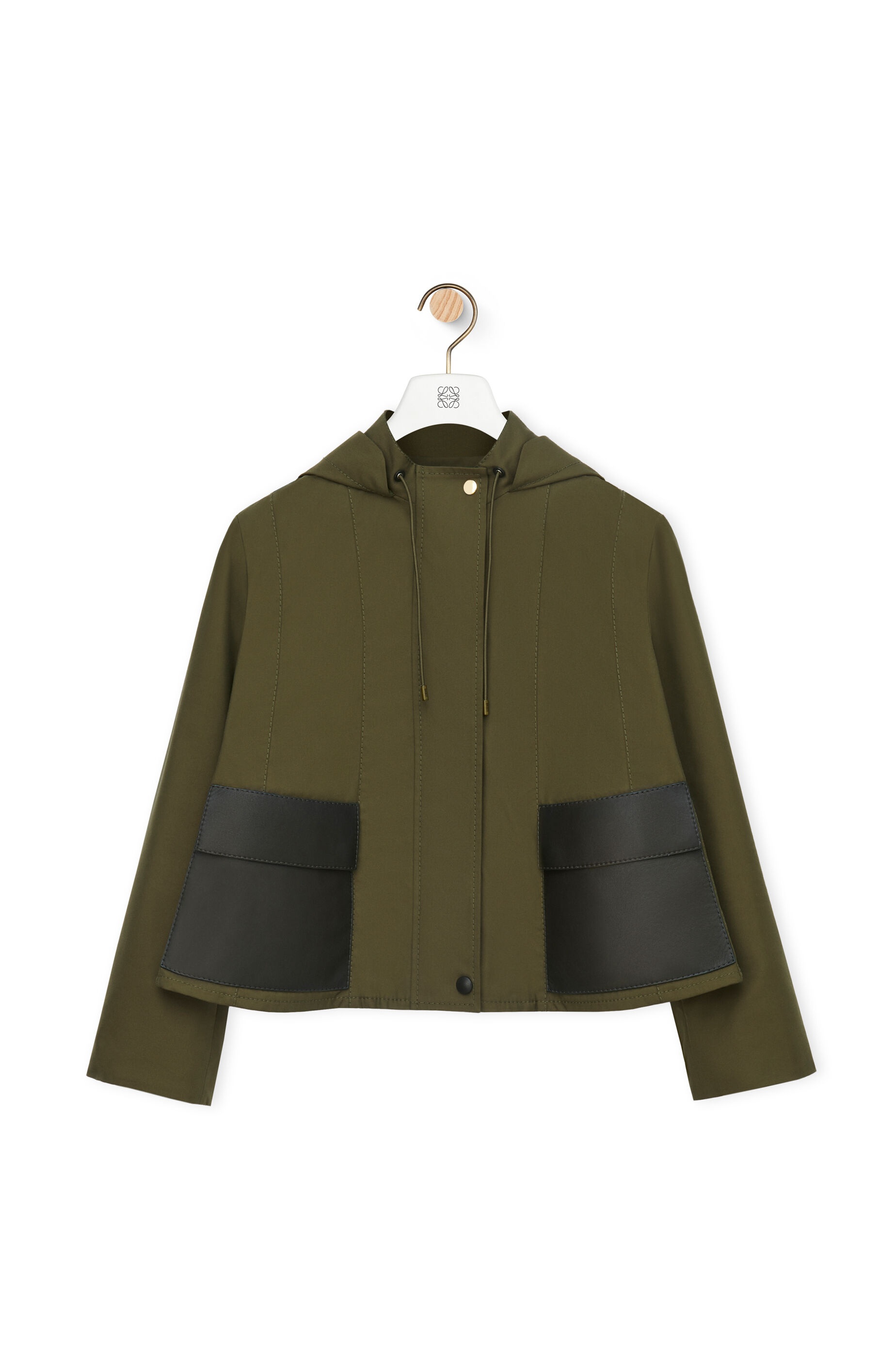 Short hooded parka in technical cotton gabardine - 1