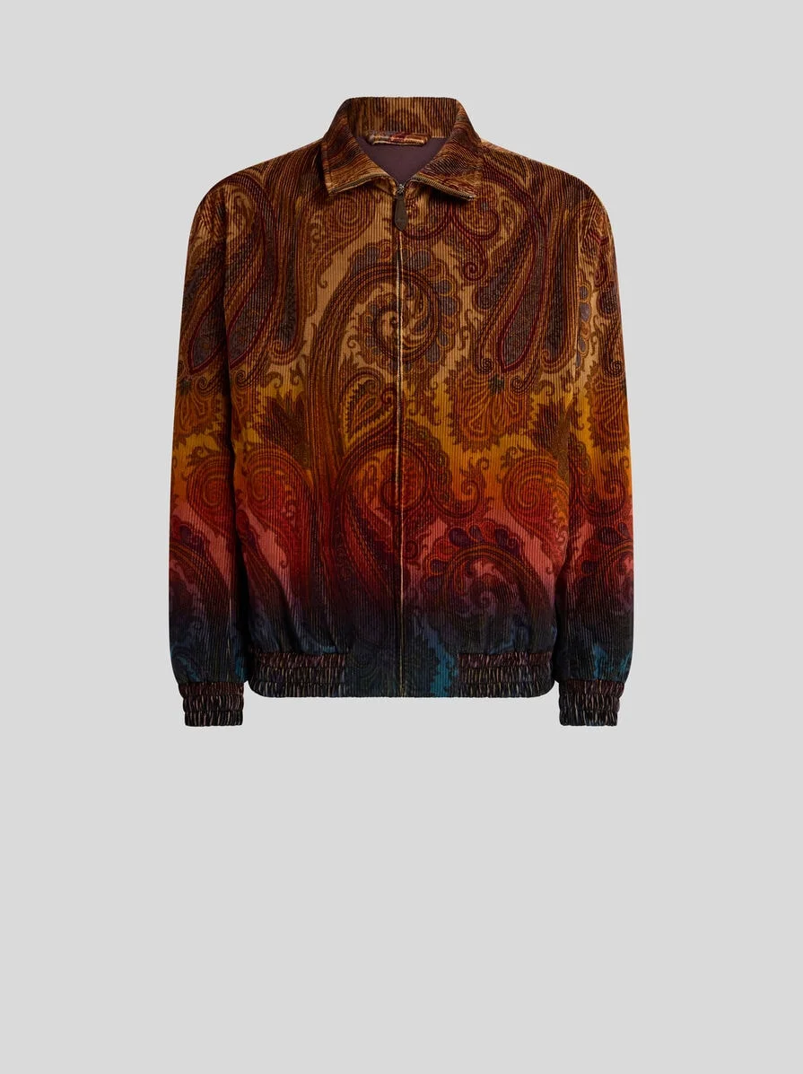 COTTON CORDUROY JACKET WITH PLACED DEGRADÉ PAISLEY PRINT - 1