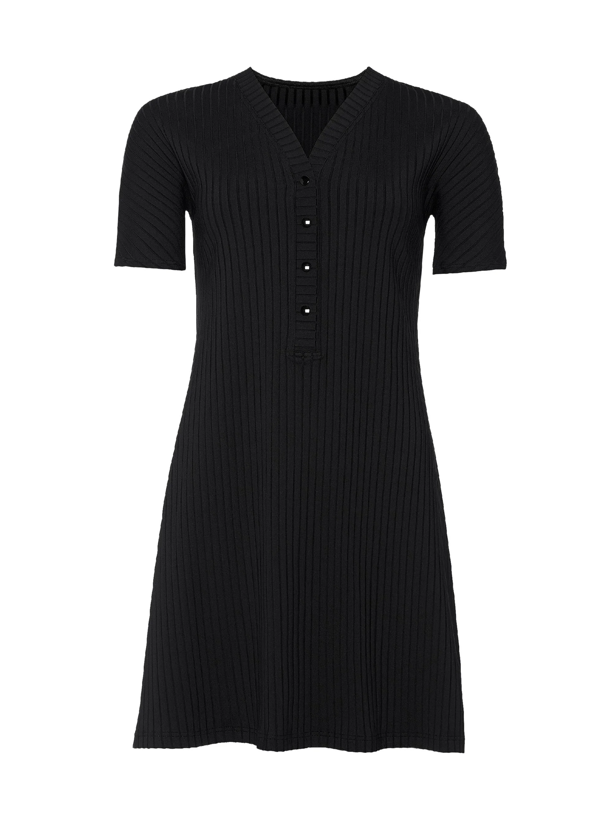 Women's Tonic Rib-Knit Minidress - Noir - 1