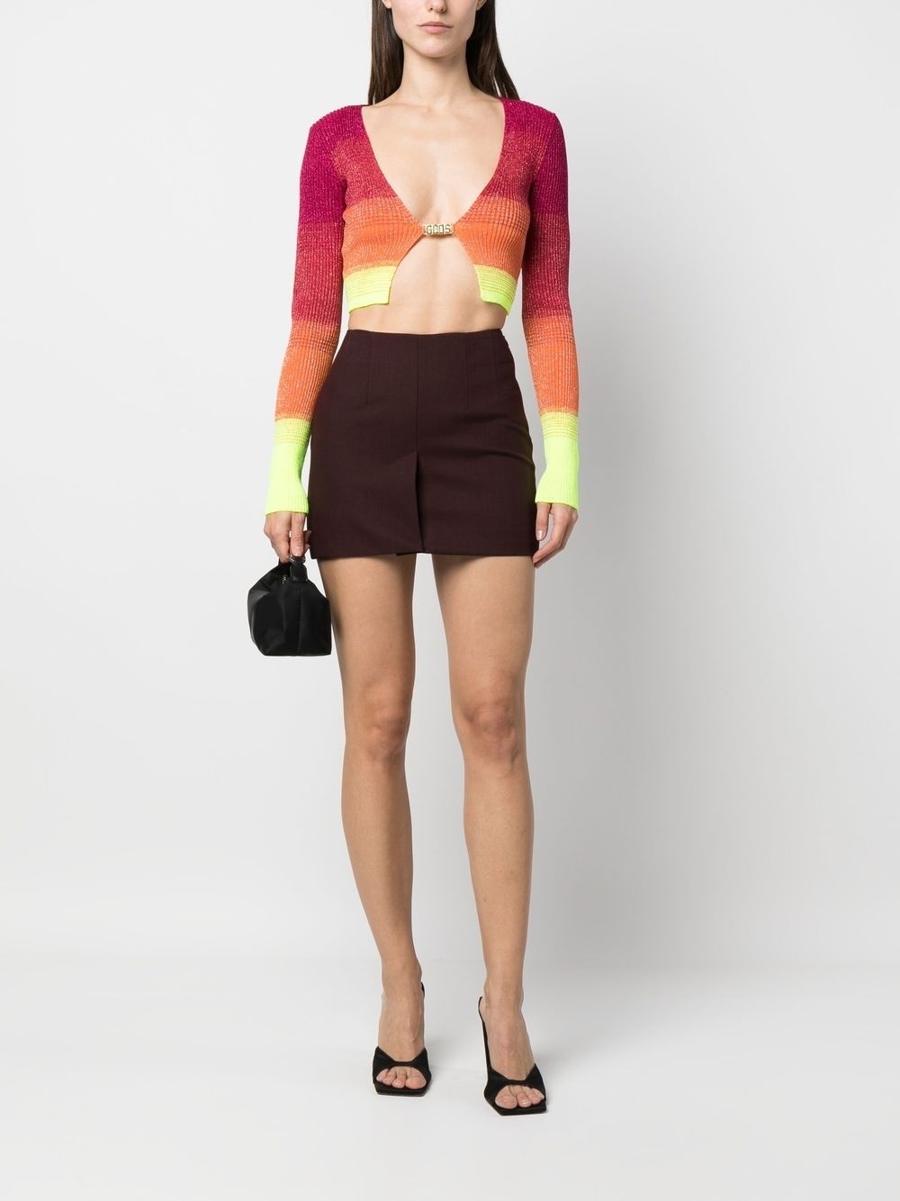degradé-effect lurex cropped cardigan - 2