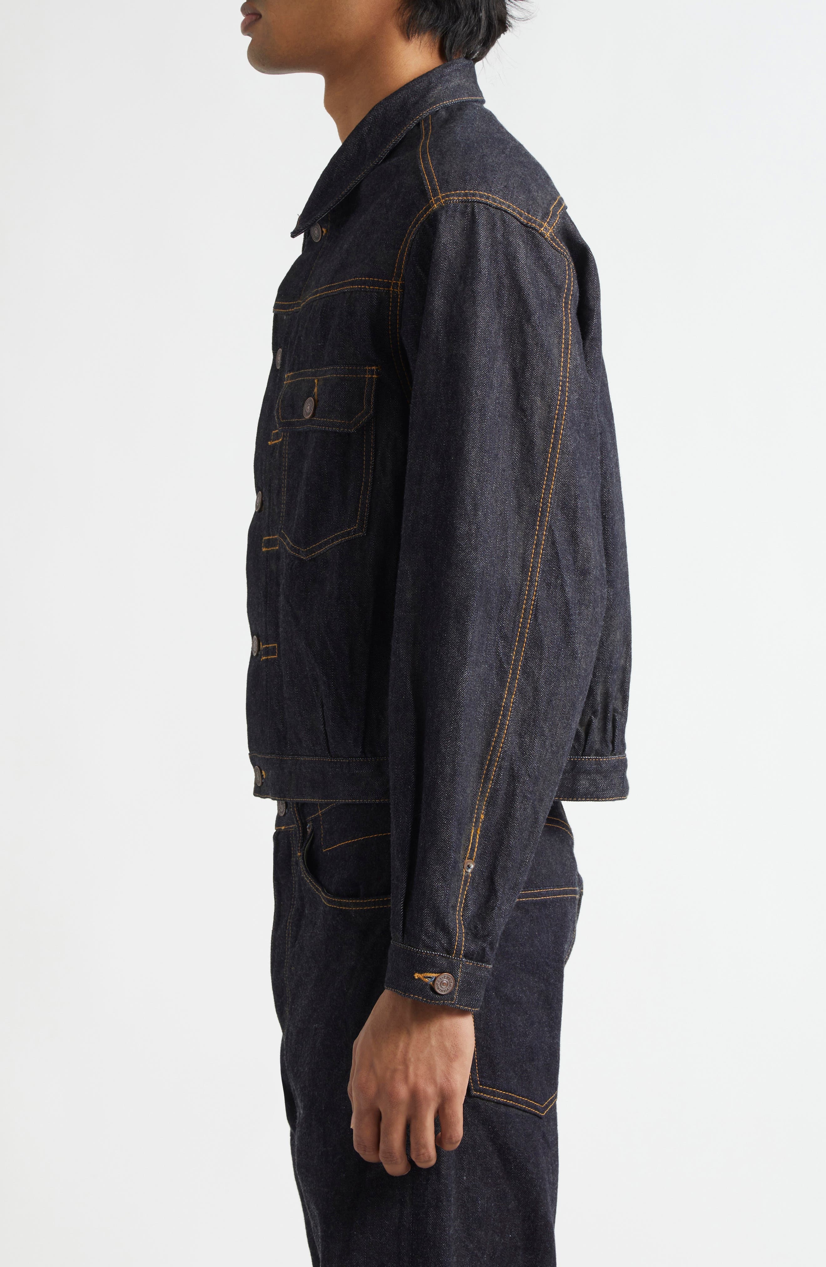 VISVIM 101X Oversize Overdyed Denim Jacket in Raw Mud Od at Nordstrom - 4