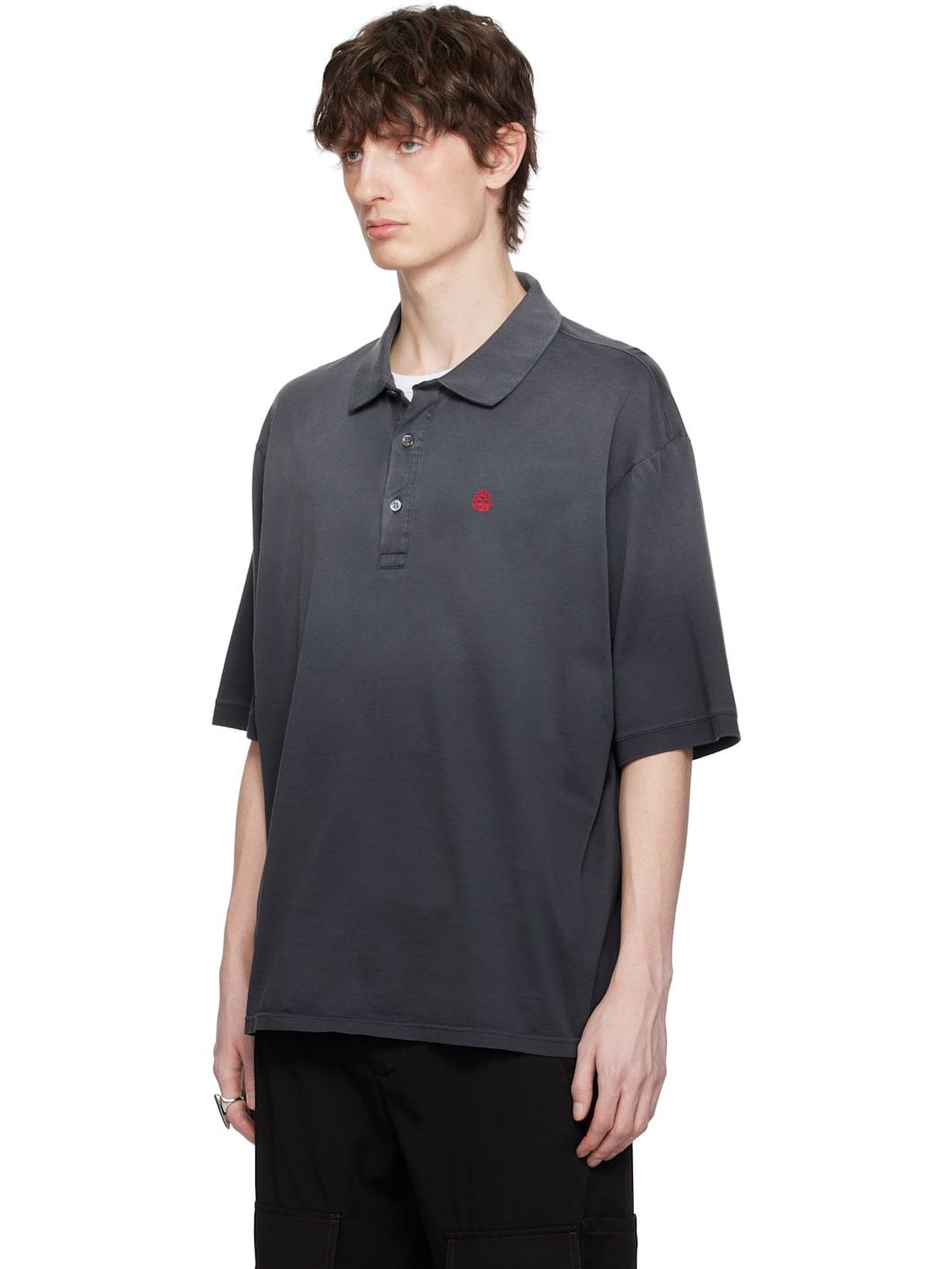 Gray Dyed Mercerized Cotton Polo - 4