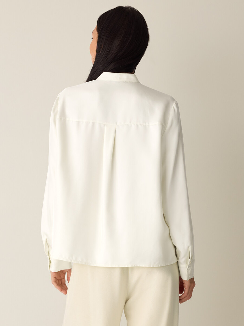 Silk Twill Band Collar Shirt 4