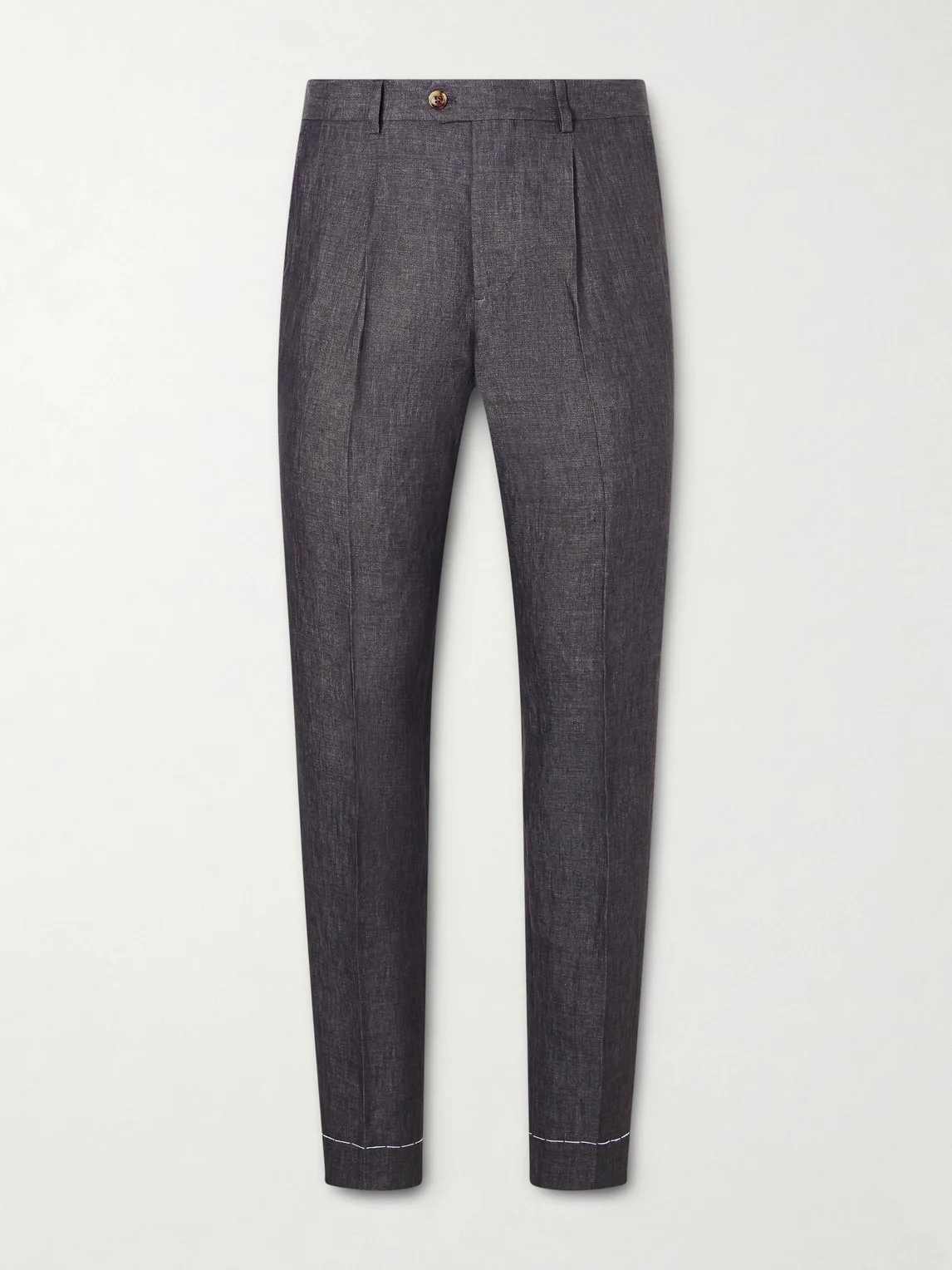 Slim-Fit Pleated Linen Suit Trousers - 1