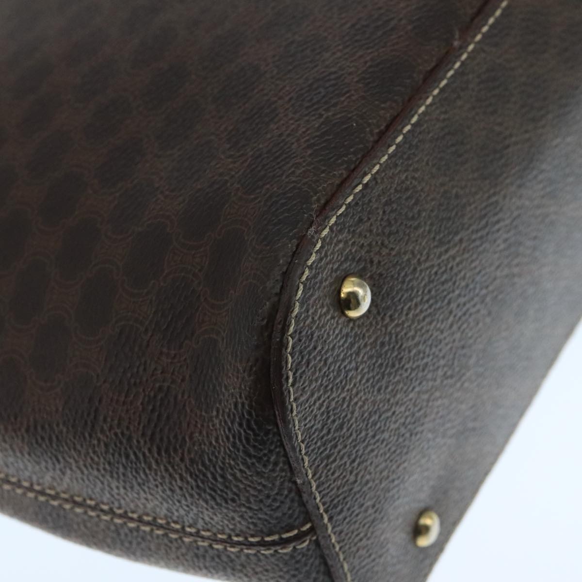 CELINE Macadam Canvas Hand Bag Pvc Leather Brown Gold - 16