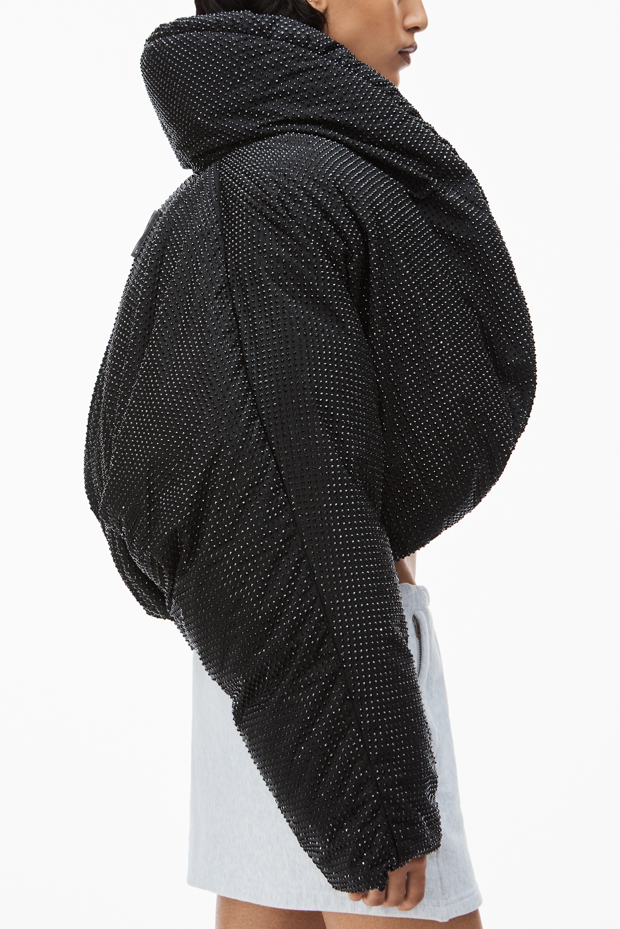 crystal hotfix cropped puffer jacket - 3