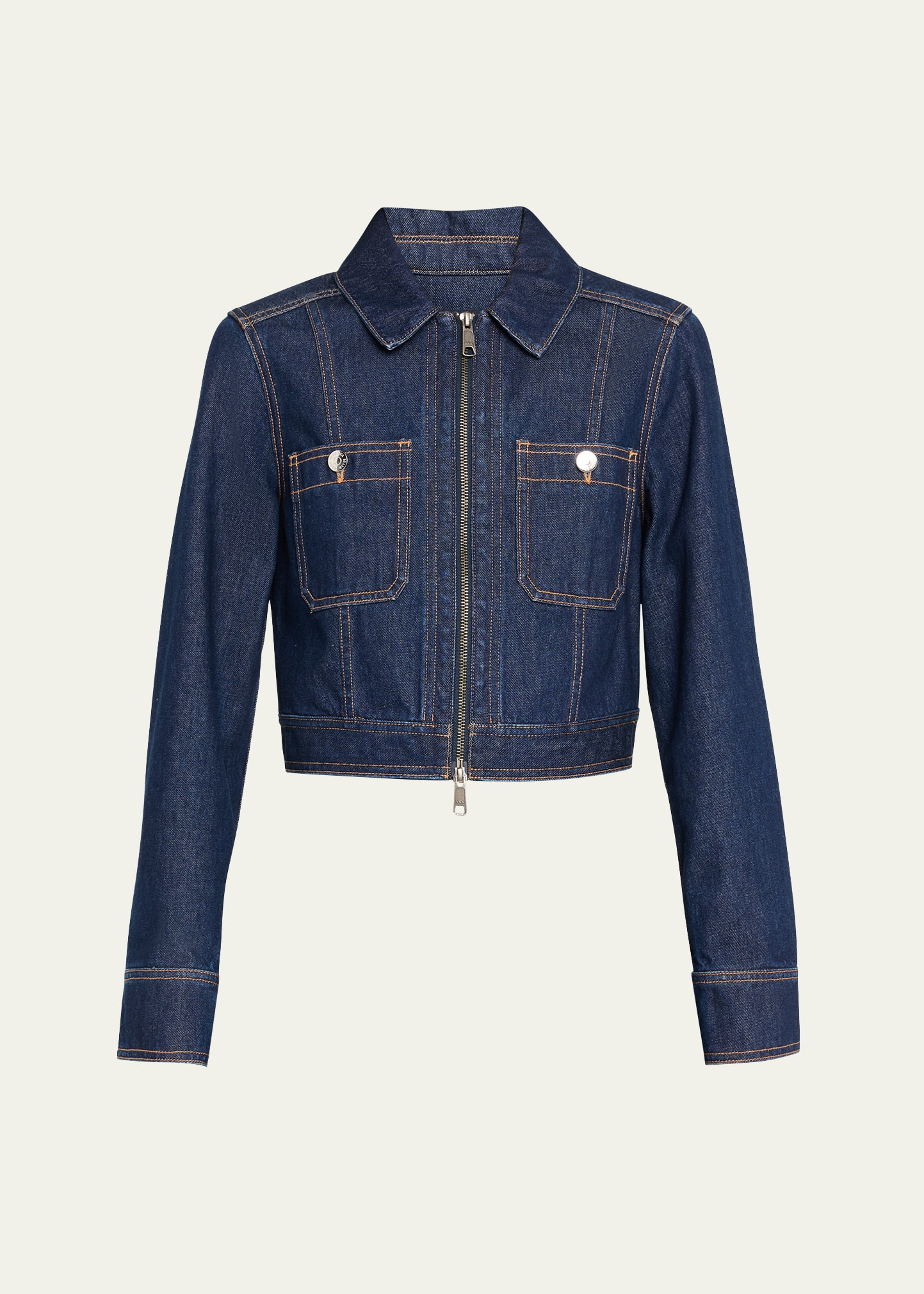 Patty Fitted Zip-Front Denim Jacket - 1