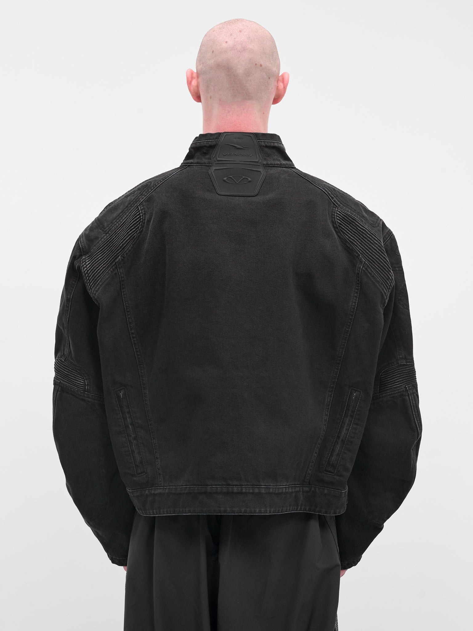 Black Racing Denim Zip Jacket - 3