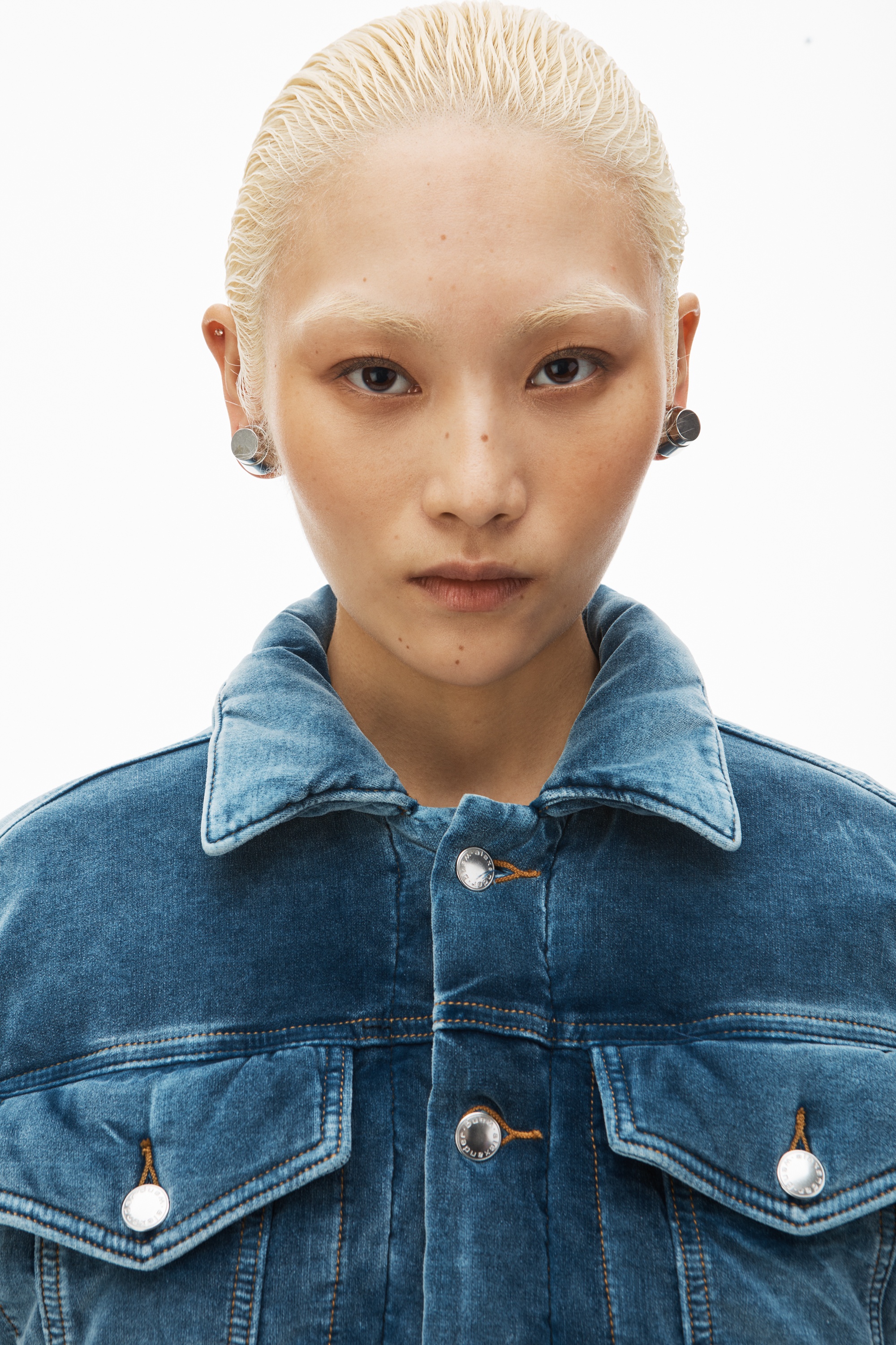 down trucker jacket in cotton velvet - 4
