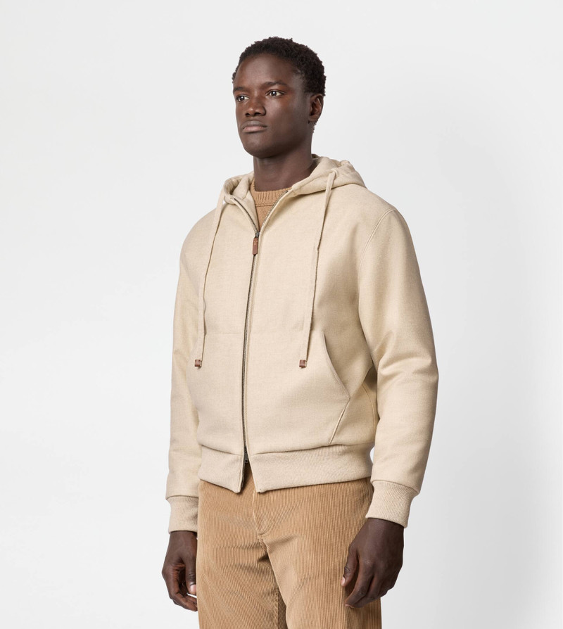 HOODED BOMBER JACKET IN WOOL - BEIGE 4