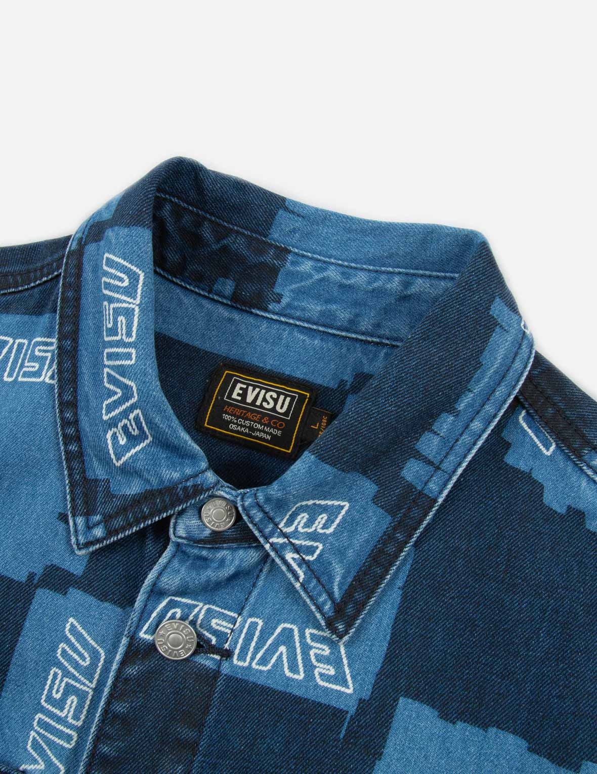 Allover Check Pattern Print Denim Shirt Jacket - 9