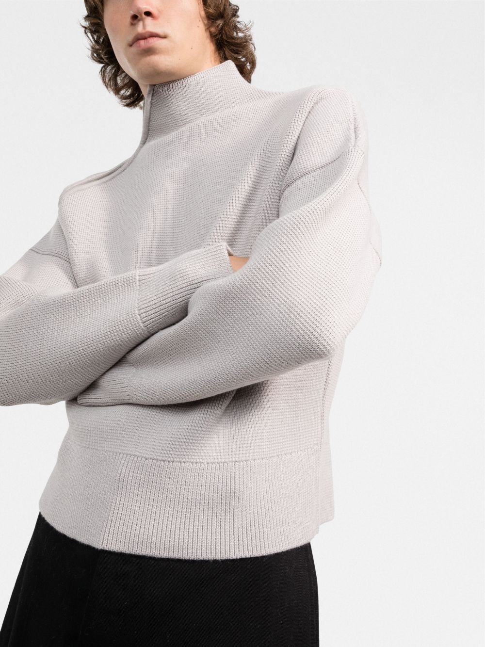 zip-detail funnel-neck jumper - 3