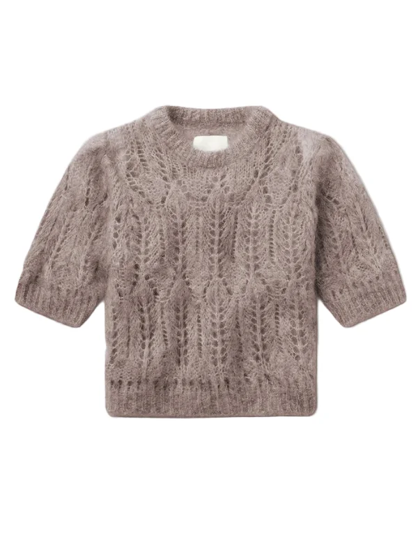 Odette Puff Sleeve Sweater in Mushroom - 1