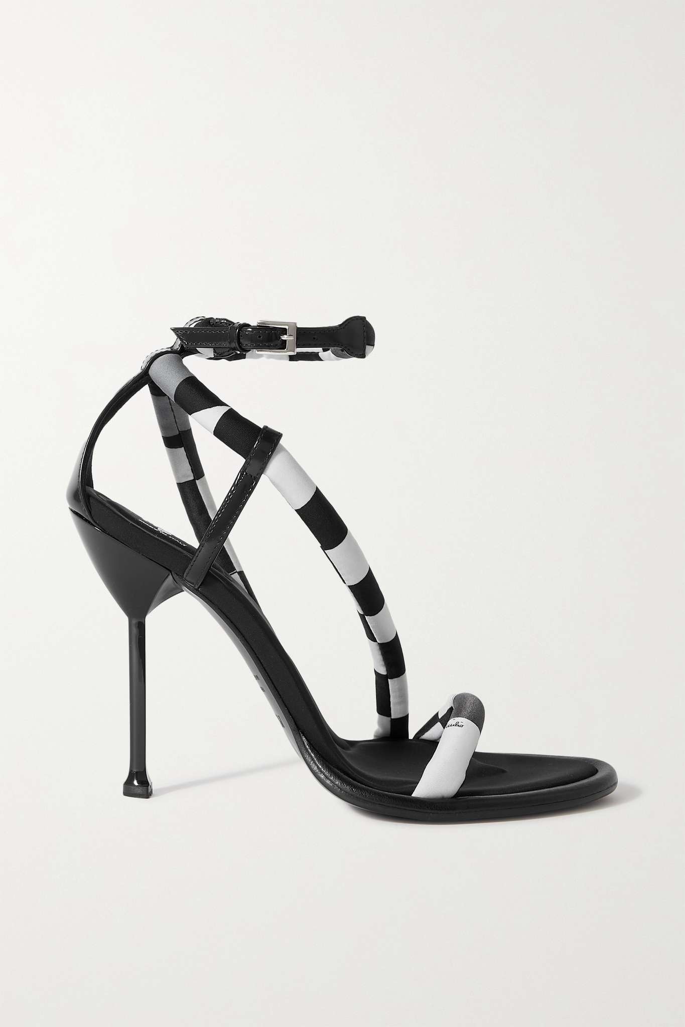 Patent-leather trimmed printed shell sandals - 1