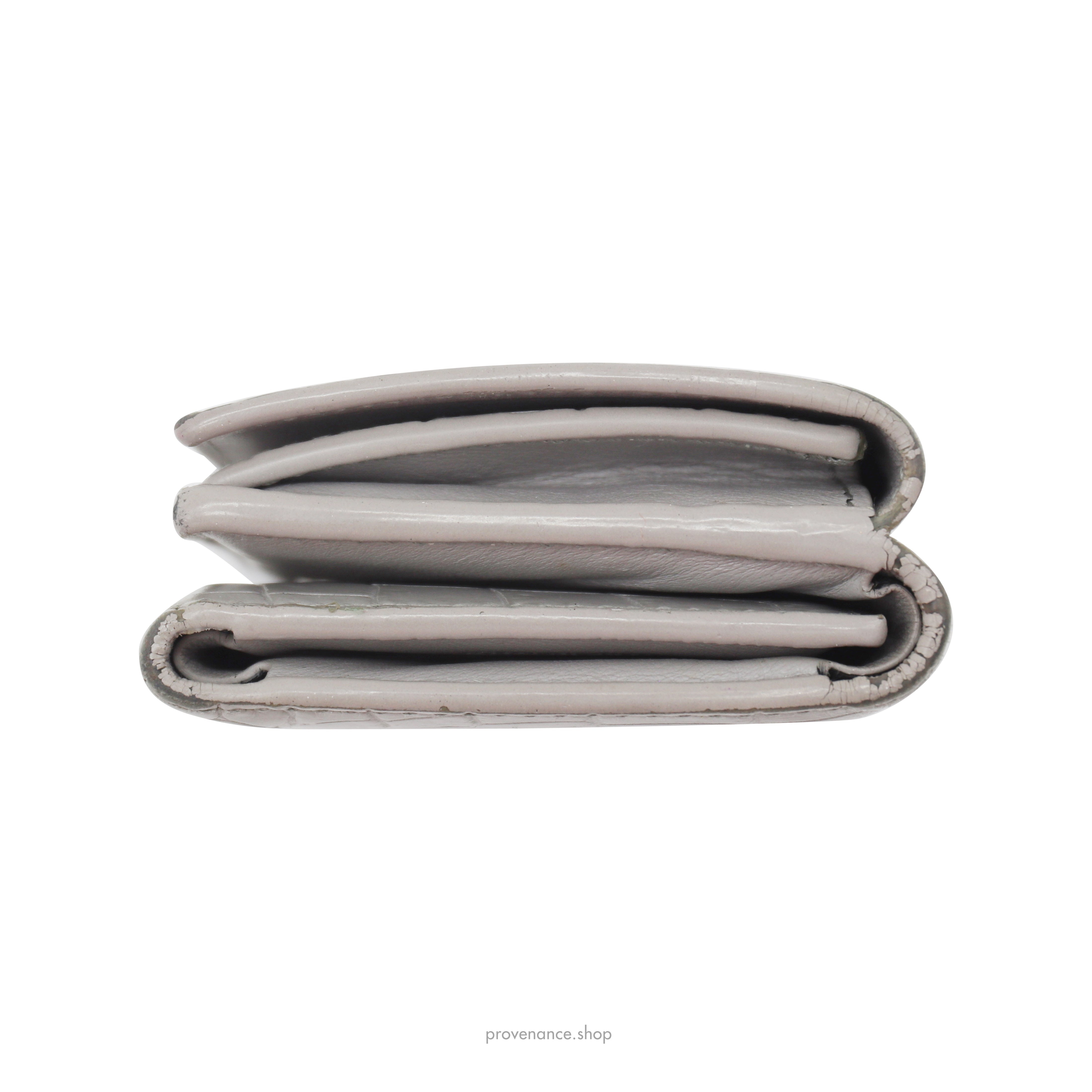 SLP Compact Snap Card Wallet - Gray Croc Leather - 7