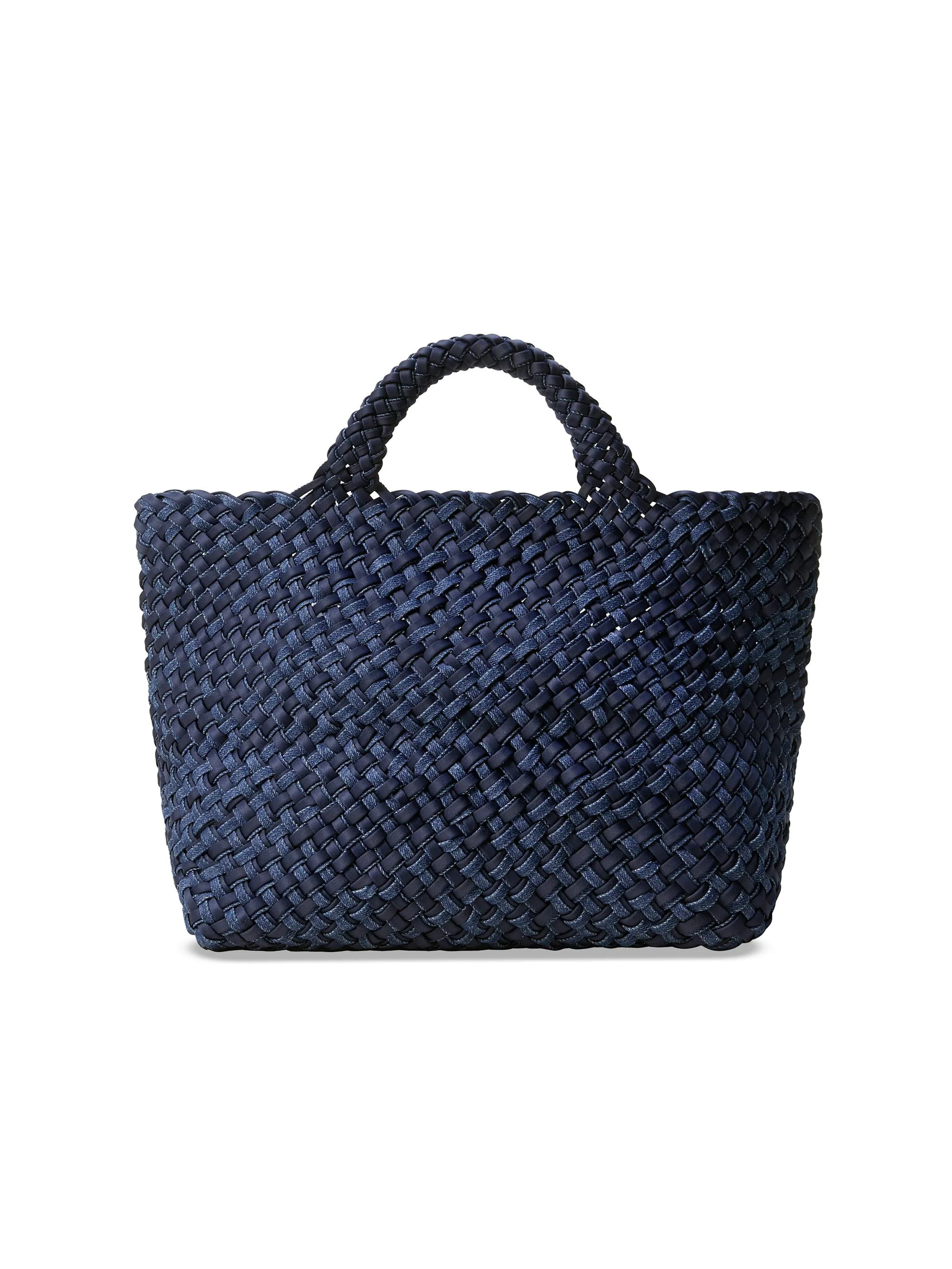 Women's St. Barths Medium Double Weave Tote Bag - Indigo - 1