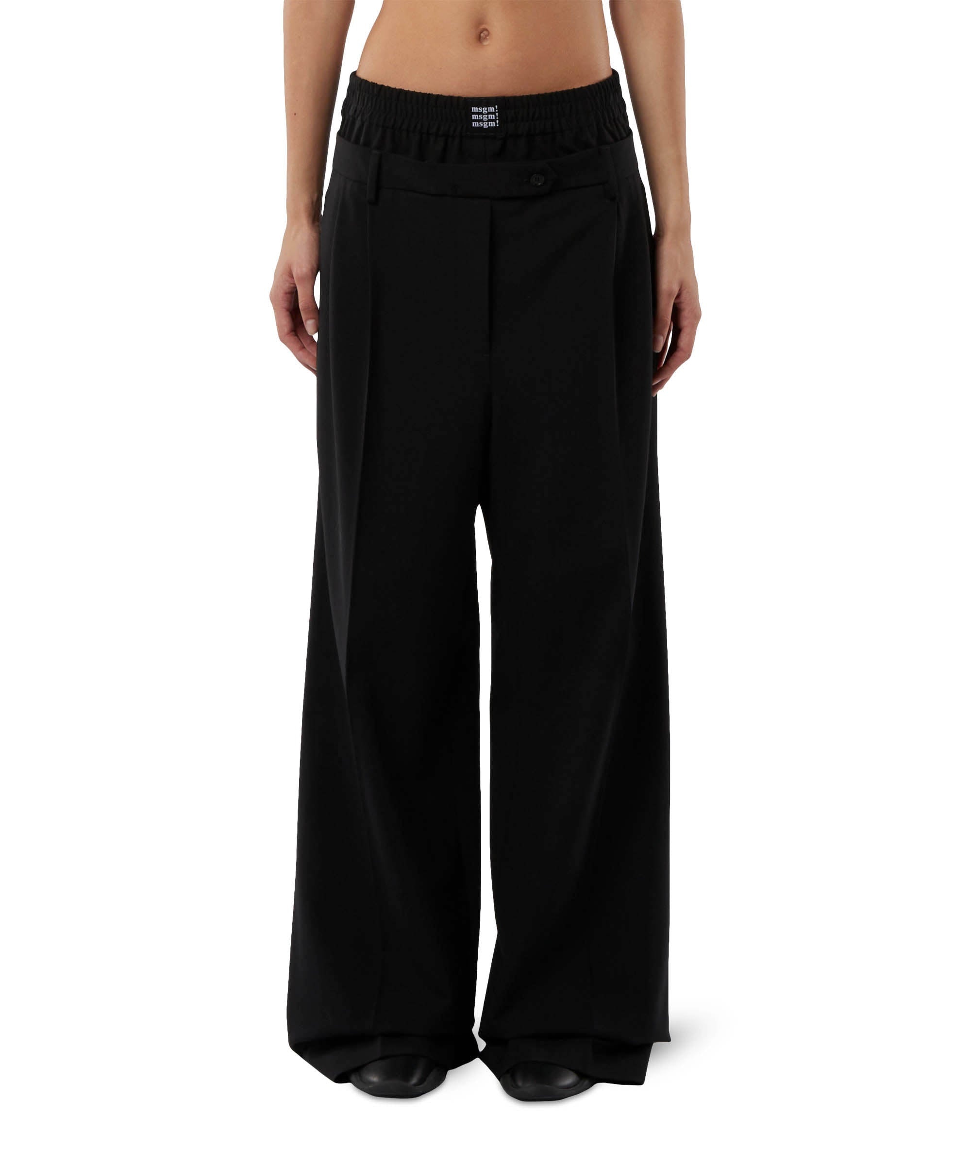 Virgin wool tailored pants with built-in boxers - 3