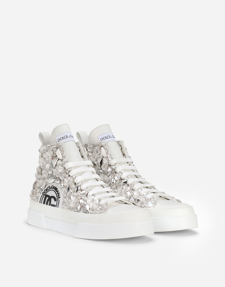 Calfskin nappa Portofino Light mid-top sneakers with all-over embroidery - 2