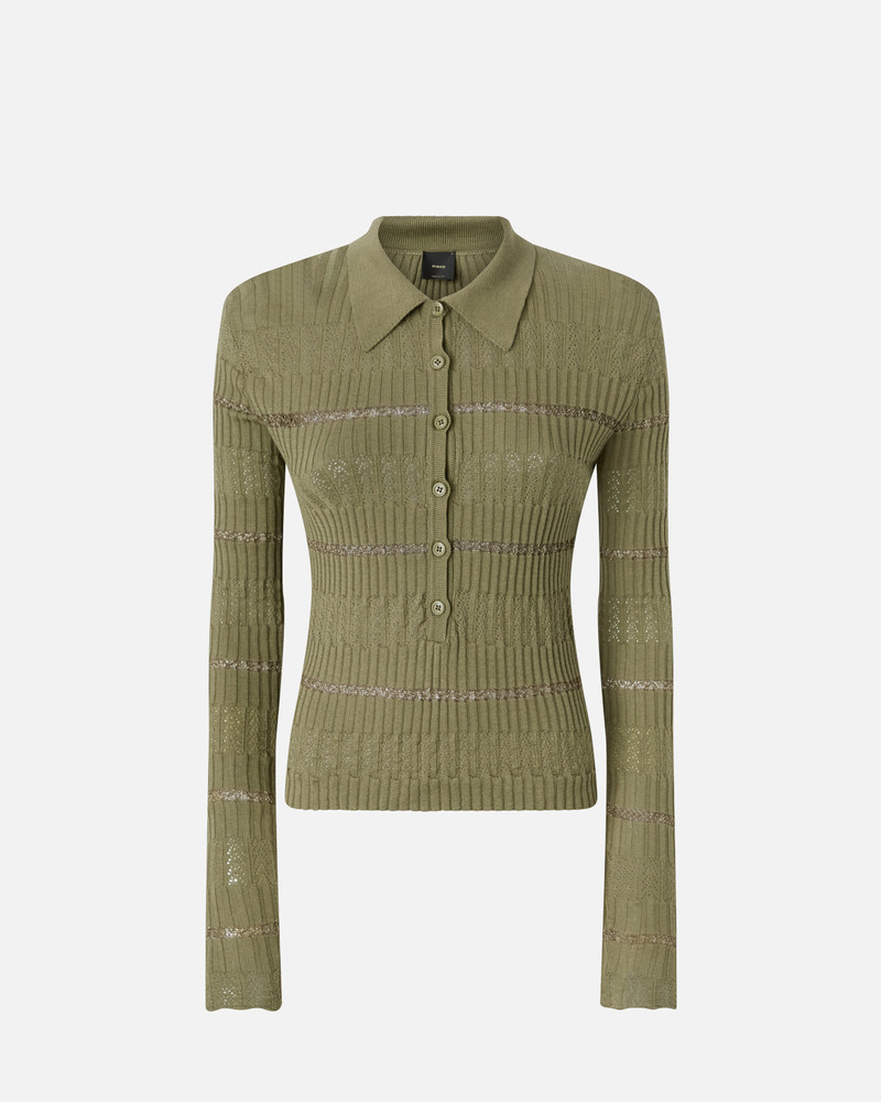 LONG-SLEEVED POLO SHIRT WITH METALLIC STRIPE 1