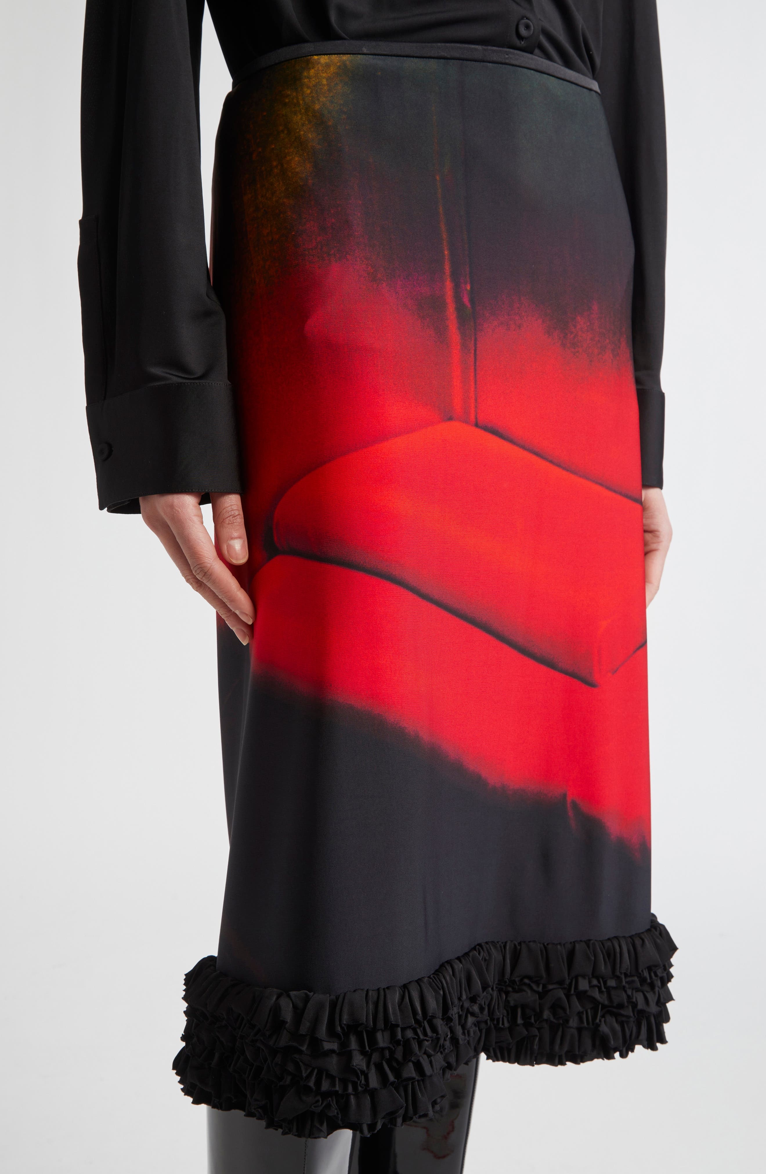 Jil Sander Print Satin Skirt in Ruby Velvet at Nordstrom - 5