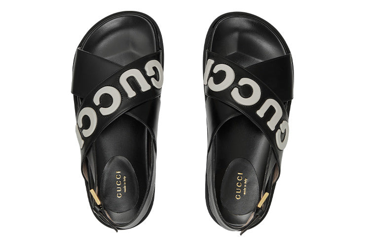 (WMNS) Gucci Sandal with Logo Script 'Black White' 738691-AAB3J-1363 - 3