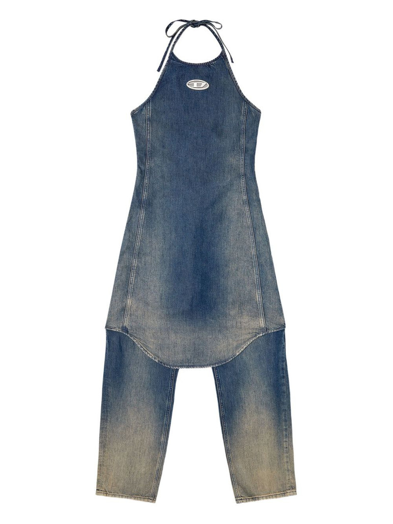 Cynthia halter-neck denim jumpsuit 1