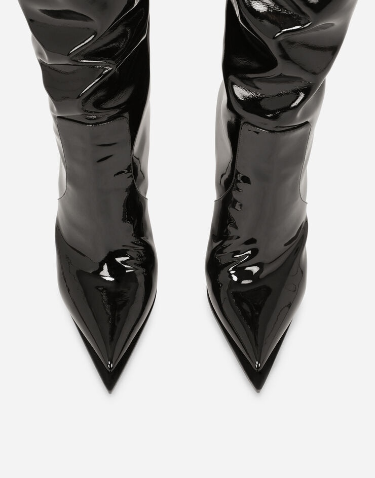 Patent leather thigh high boots - 4