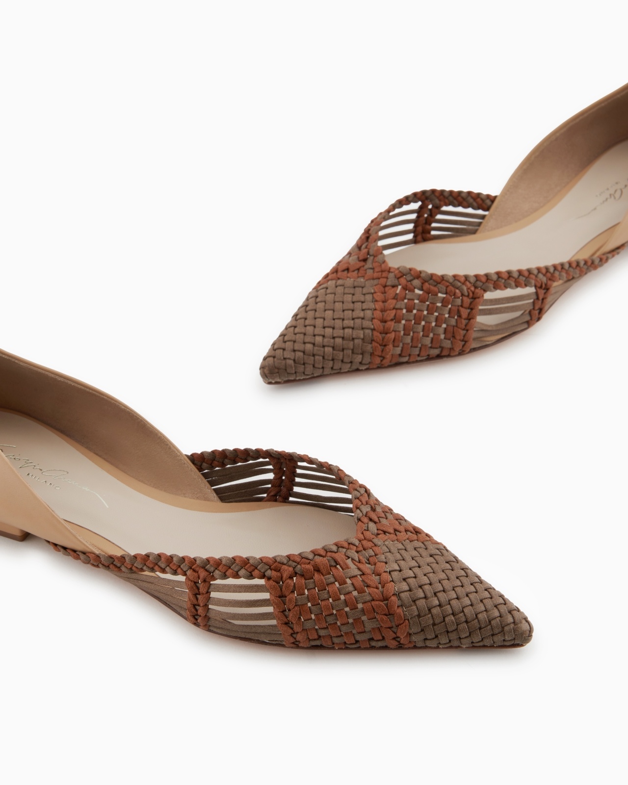 WOVEN LEATHER POINTED BALLERINAS - 5