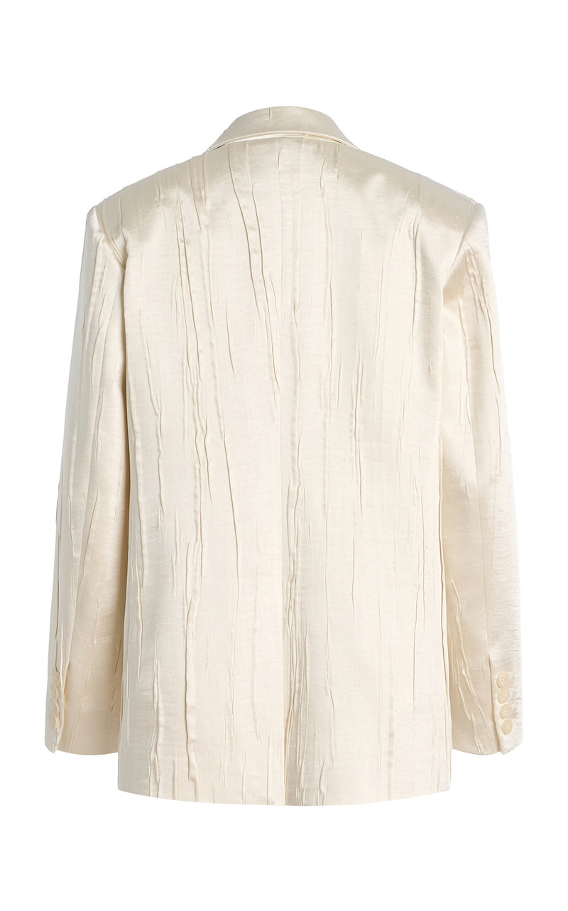 BRANDON MAXWELL The Nell Single-Breasted Crushed-Satin Blazer ivory outlook