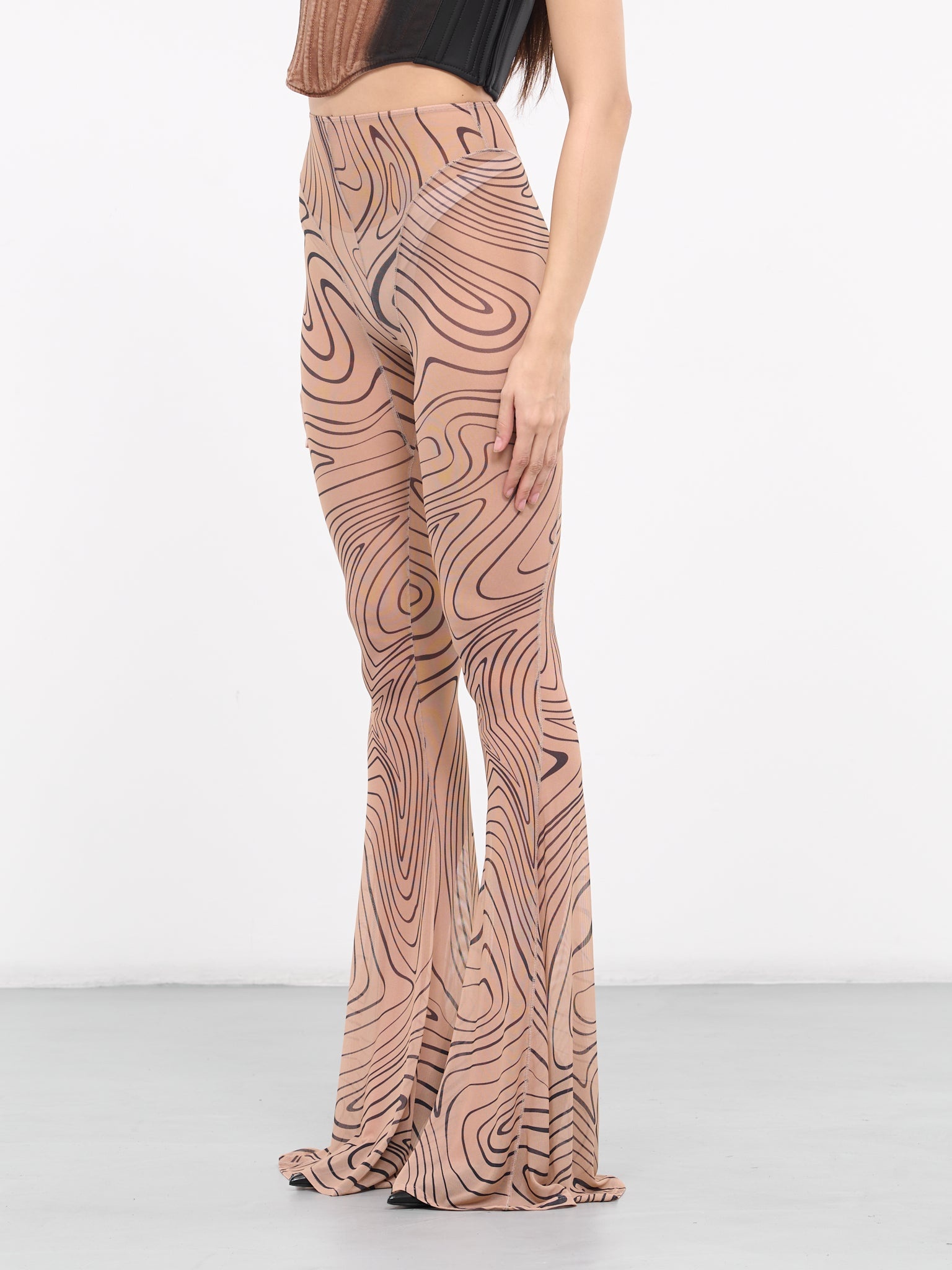 Printed Mesh Flare Leggings - 2