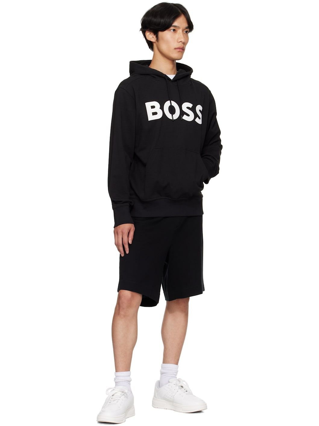 Black Relaxed-Fit Large Logo Hoodie - 4
