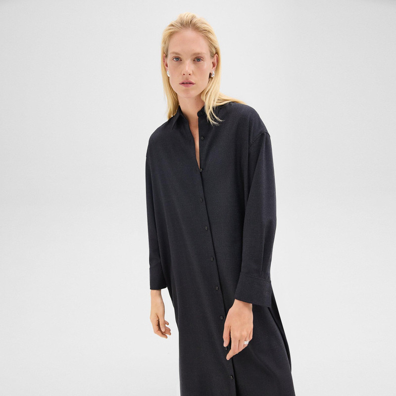 Oversized Shirt Dress in Stretch Flannel 5