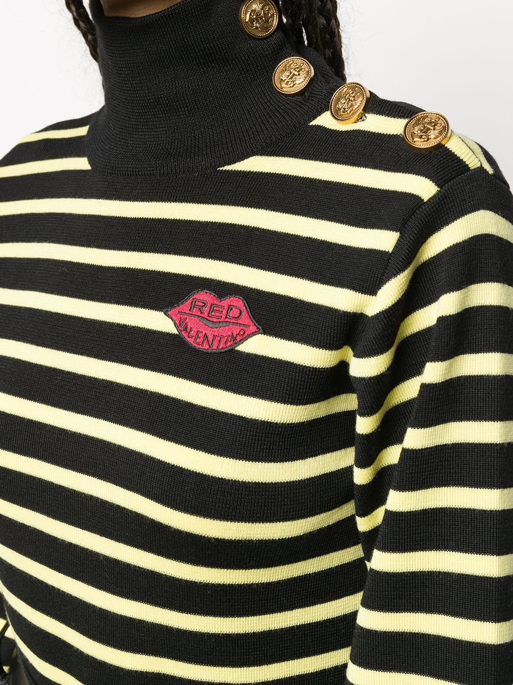 button-embellished striped wool jumper - 5