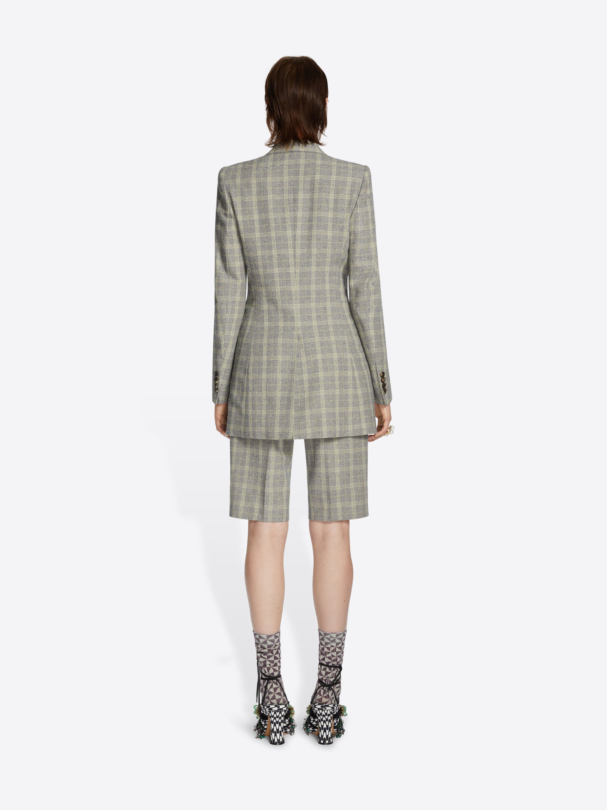 CHECKED FITTED BLAZER - 4