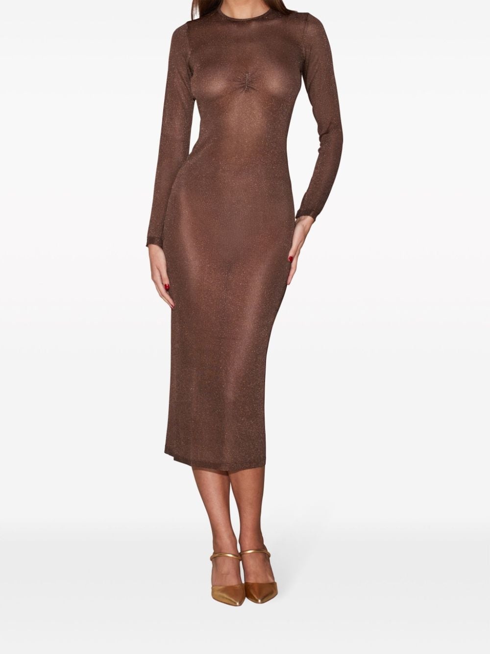 sheer knit midi dress - 2