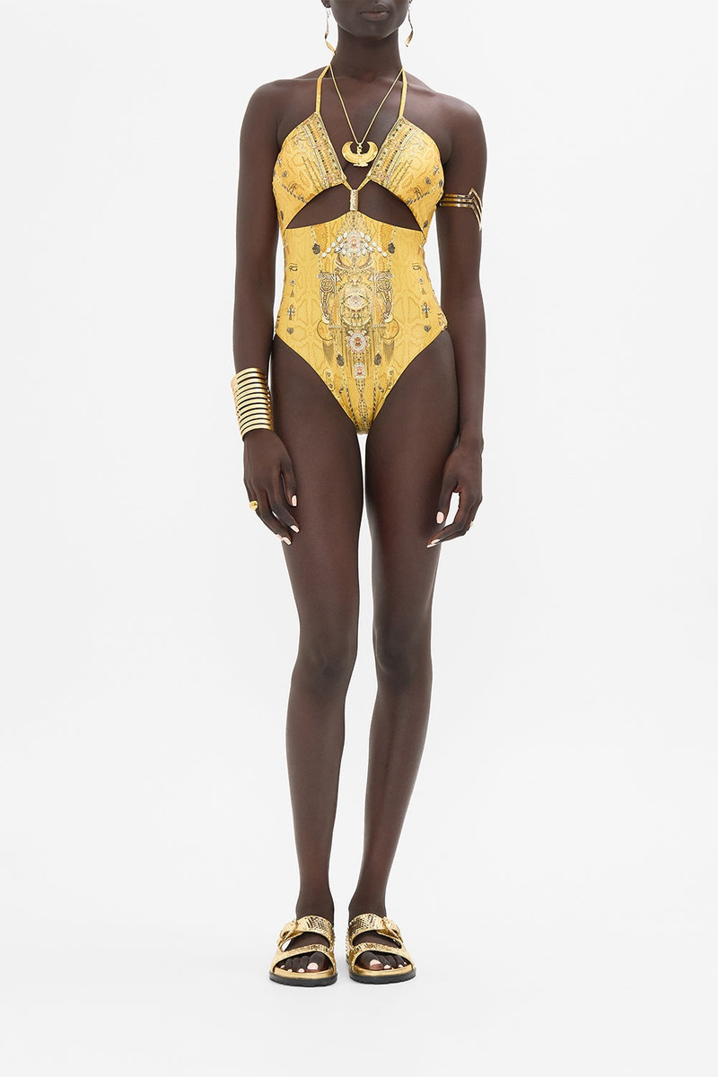 CAMILLA CUT OUT HALTER ONE PIECE WITH TRIM outlook