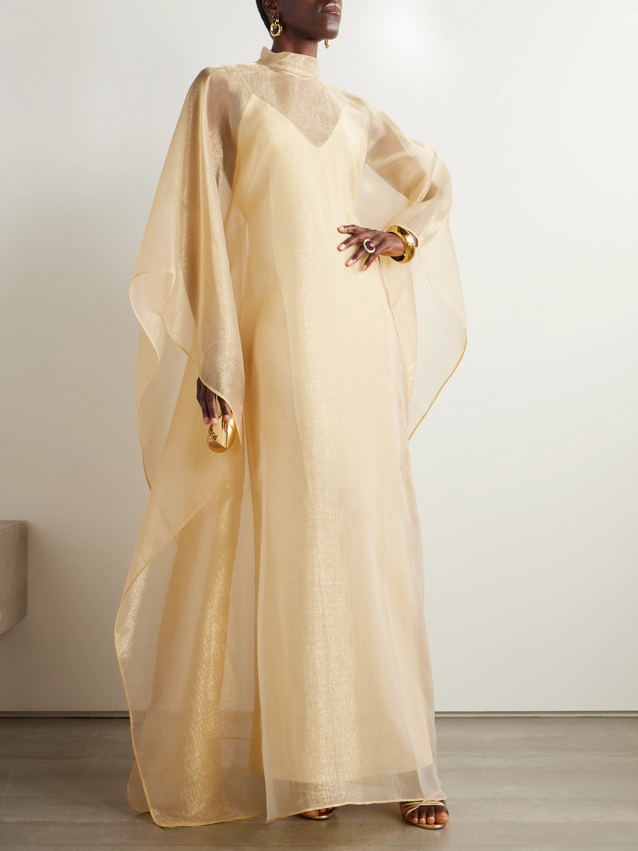 Sphinx Draped Metallic Organza Gown - 2